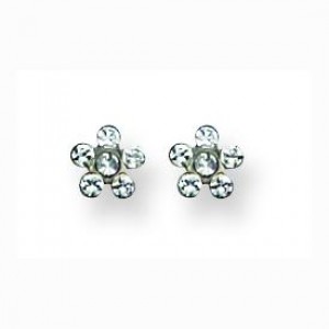 Clear Crystal Flower Earrings in Non Metal