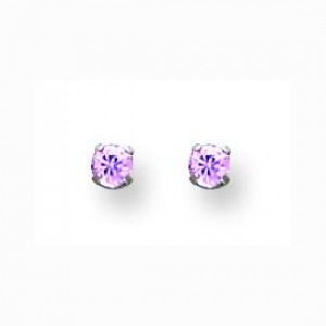 White Pink CZ Earrings in Non Metal