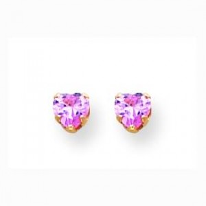 Pink Heart CZ Earrings in Non Metal