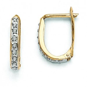 Diamond Fascination Leverback Hinged Hoop Earrings in 14k Yellow Gold (0.01 Ct. tw.)