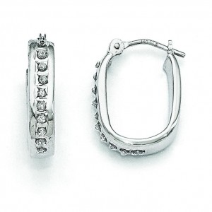 Diamond Fascination Squared Hinged Hoop Earrings in 14k White Gold (0.01 Ct. tw.) (0.01 Ct. tw.)
