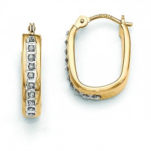 Diamond Fascination Squared Hinged Hoop Earrings in 14k Yellow Gold (0.01 Ct. tw.) (0.01 Ct. tw.)
