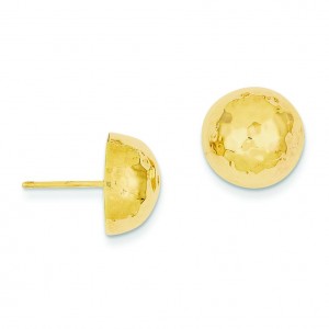 Hammered Half Ball Post Earrings in 14k Yellow Gold