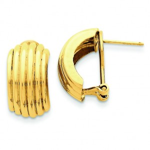 Fancy Omega Back Post Earrings in 14k Yellow Gold