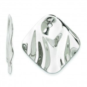 Hammered Square Earring Jackets in 14k White Gold
