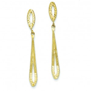 Diamond Cut Dangle Post Earrings in 14k Yellow Gold