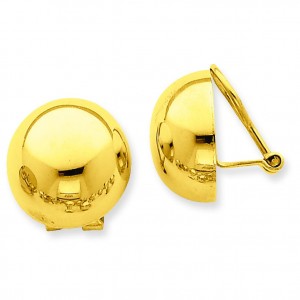 Omega Clip Half Ball Non-pierced Earrings in 14k Yellow Gold