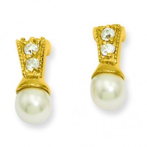 Goldwhite Glass Pearl CZ Earrings in Fashion