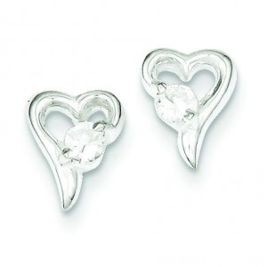 CZ Post Earrings in Sterling Silver