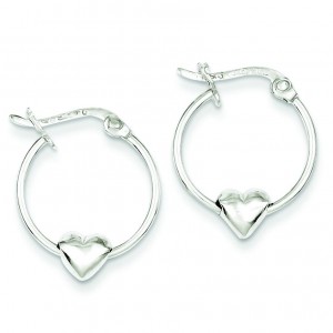 Heart Hoop Earrings in Sterling Silver