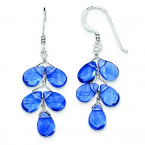 Blue Quartz Crystal Earrings in Sterling Silver