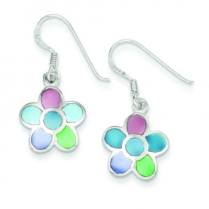 Multicolored Shell Flower Earrings in Sterling Silver