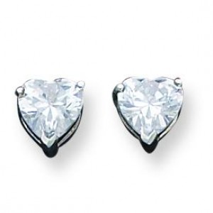 Heart CZ Post Earrings in Sterling Silver
