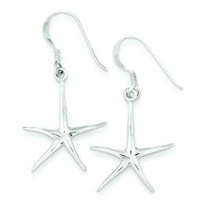 Star Fish Dangle Earrings in Sterling Silver