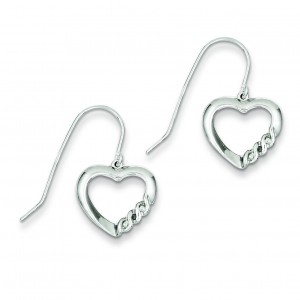 Heart Diamond Earrings in Sterling Silver (0.01 Ct. tw.) (0.01 Ct. tw.)