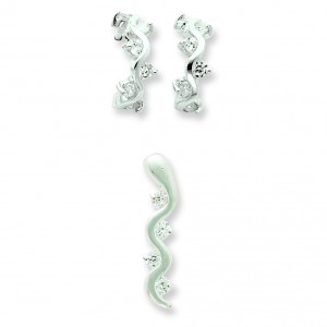 CZ Earrings Pendant Set in Sterling Silver