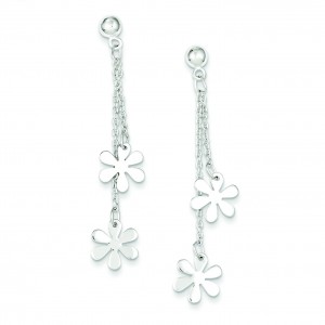 Flower Dangle Post Earrings in Sterling Silver