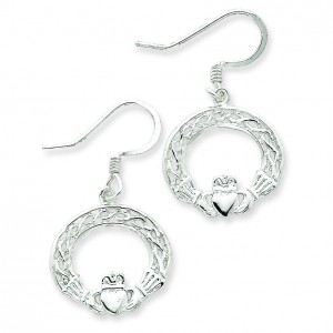 Celtic Knot Claddagh Earrings in Sterling Silver