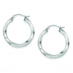 Satin Twisted Hoop Earrings in Sterling Silver