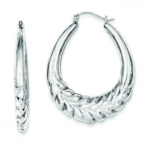 Fancy Oval Hoop Earrings in Sterling Silver