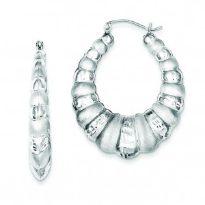 And Satin D C Scalloped Hoop Earrings in Sterling Silver