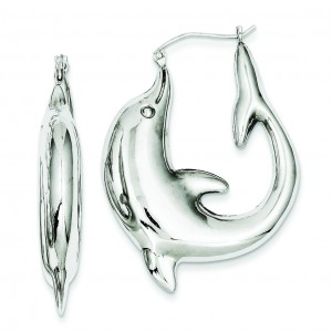 Dolphin Hoop Earrings in Sterling Silver
