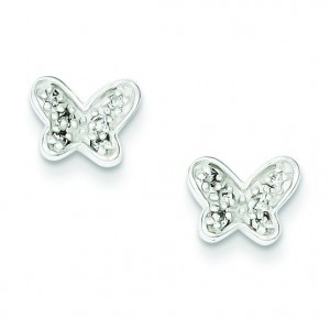 CZ Butterfly Earrings in Sterling Silver