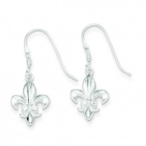 CZ Fleur-de-lis Earrings in Sterling Silver
