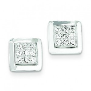 CZ Square Post Earrings in Sterling Silver