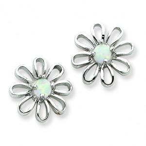 Opal Daisy Post Earrings in Sterling Silver