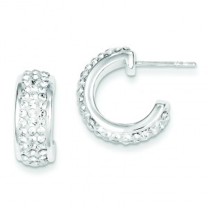 W Swarovski Crystal Hoop Earrings in Sterling Silver