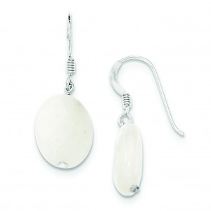 White Jade Earrings in Sterling Silver