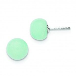 Button Amazonite Post Earrings in Sterling Silver