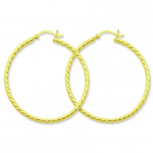 Gold Flashed Twisted Hoop Earrings in Sterling Silver