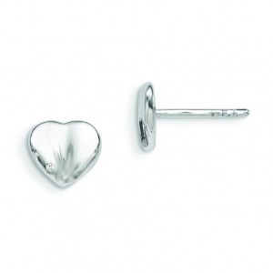 Diamond Accent Wavy Heart Post Earrings in Sterling Silver