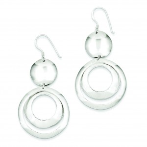 Fancy Circle Dangle Earrings in Sterling Silver