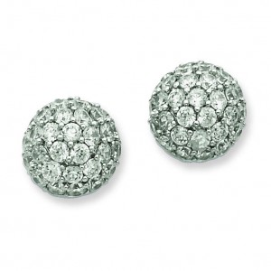 CZ Ball Post Earrings in Sterling Silver