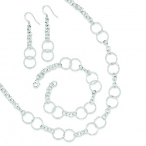 Necklace Bracelet And Earrings Set in Sterling Silver