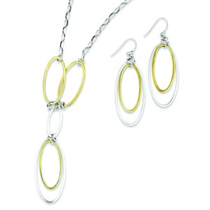 Vermeil Drop Necklace Earring Set in Sterling Silver
