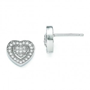 CZ Brilliant Embers Heart Post Earrings in Sterling Silver