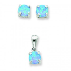 Opal Pendant Earrings Set in Sterling Silver