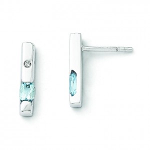 White Ice Diamond And Blue Topaz Earrings in Sterling Silver (0.02 Ct. tw.)