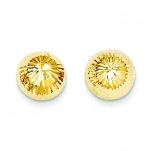 Diamond Cut Button Post Earrings in 14k Yellow Gold