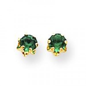 Emerald May Screw back Earrings in 14k Yellow Gold
