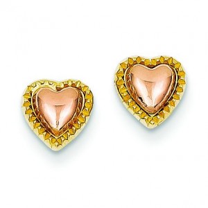 Beaded Heart Earrings in 14k Two-tone Gold