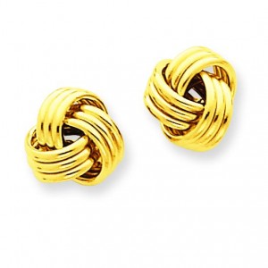 Ridged Love Knot Post Earrings in 14k Yellow Gold
