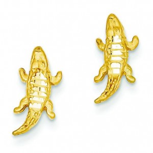 Diamond Cut Alligator Earrings in 14k Yellow Gold 