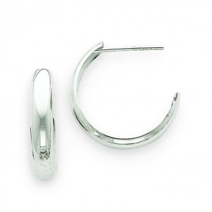 J-Hoop Earrings in 14k White Gold