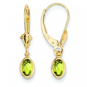 Peridot Leverback Earrings in 14k Yellow Gold
