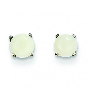 Opal Stud Earrings in 14k White Gold